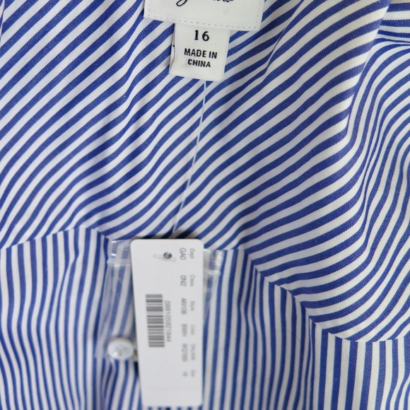 NWT J.CREW Collection Thomas Mason Embellished Shirt, Blue & White Stripe, Sz 16 - Picture 11 of 12